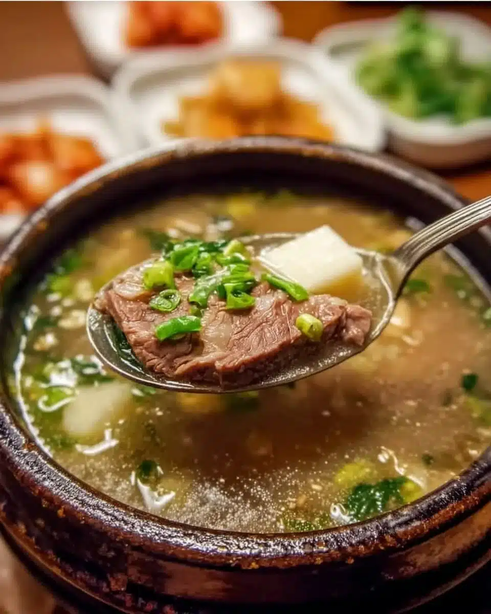 Bowl of flavorful Korean winter soup with fresh ingredients