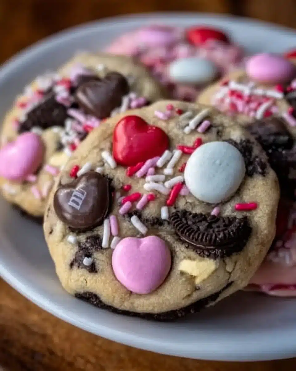 Oreo M&M's Cookies with chocolate chips and colorful candy toppings