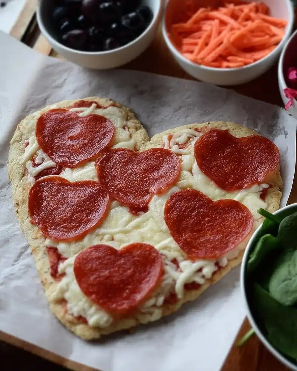 Heart-shaped Valentine's Day pizza for a romantic dinner