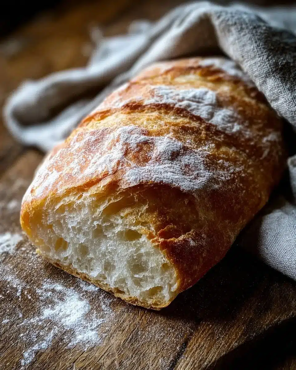 Freshly baked rustic French bread with a crispy crust and soft interior