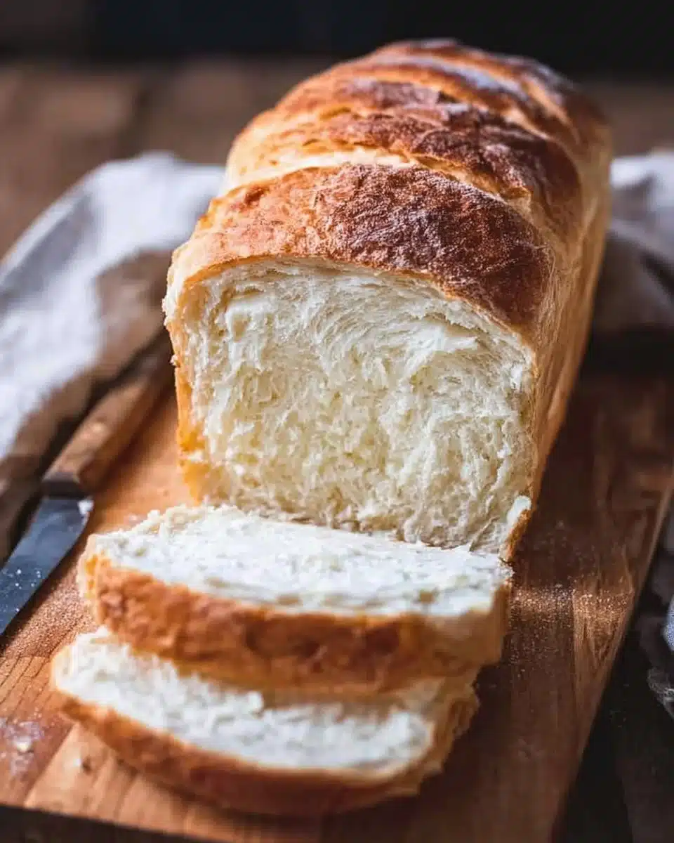 Loaf of simple homemade bread cooling on a wire rack