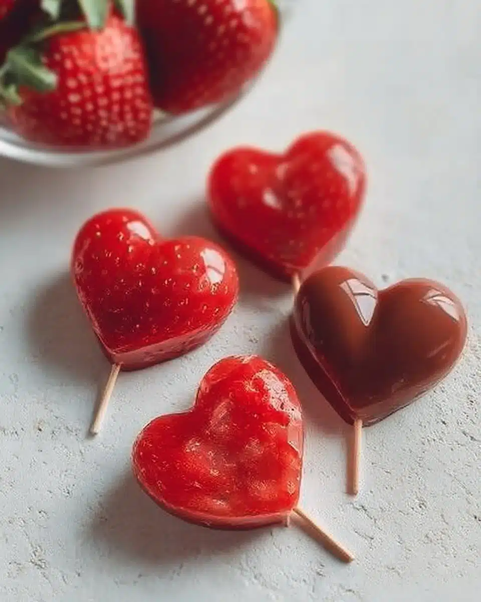 Heart-shaped strawberry treats for romantic occasions and sweet celebrations.