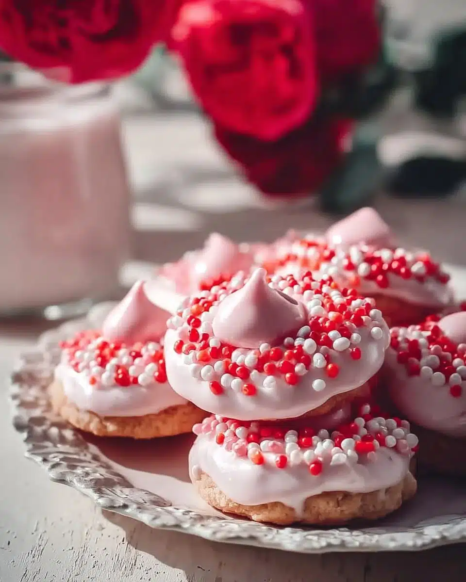 Delicious Strawberry Kiss Cookies with a sweet strawberry topping