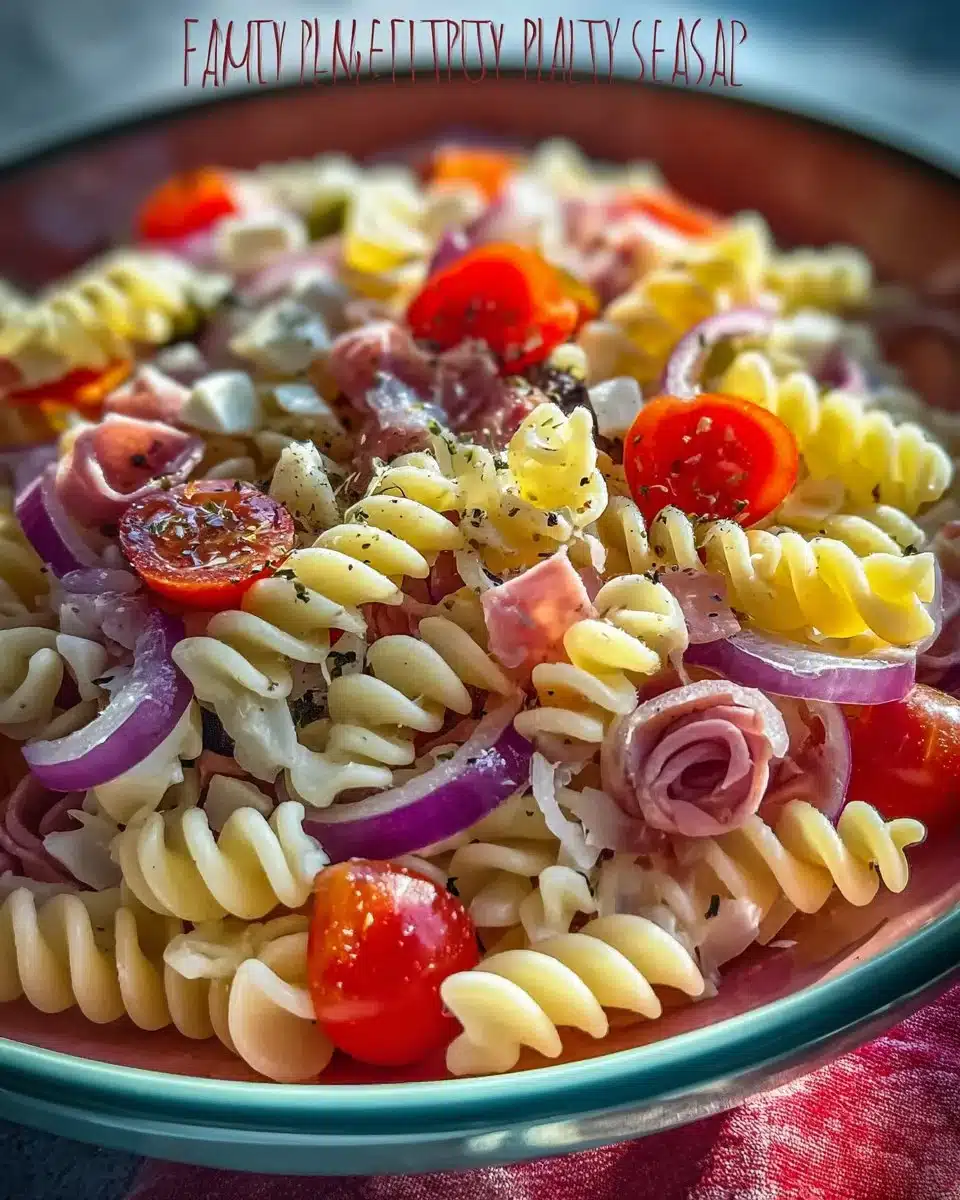 Valentine's Day Pasta Salad featuring colorful ingredients and heart-shaped pasta