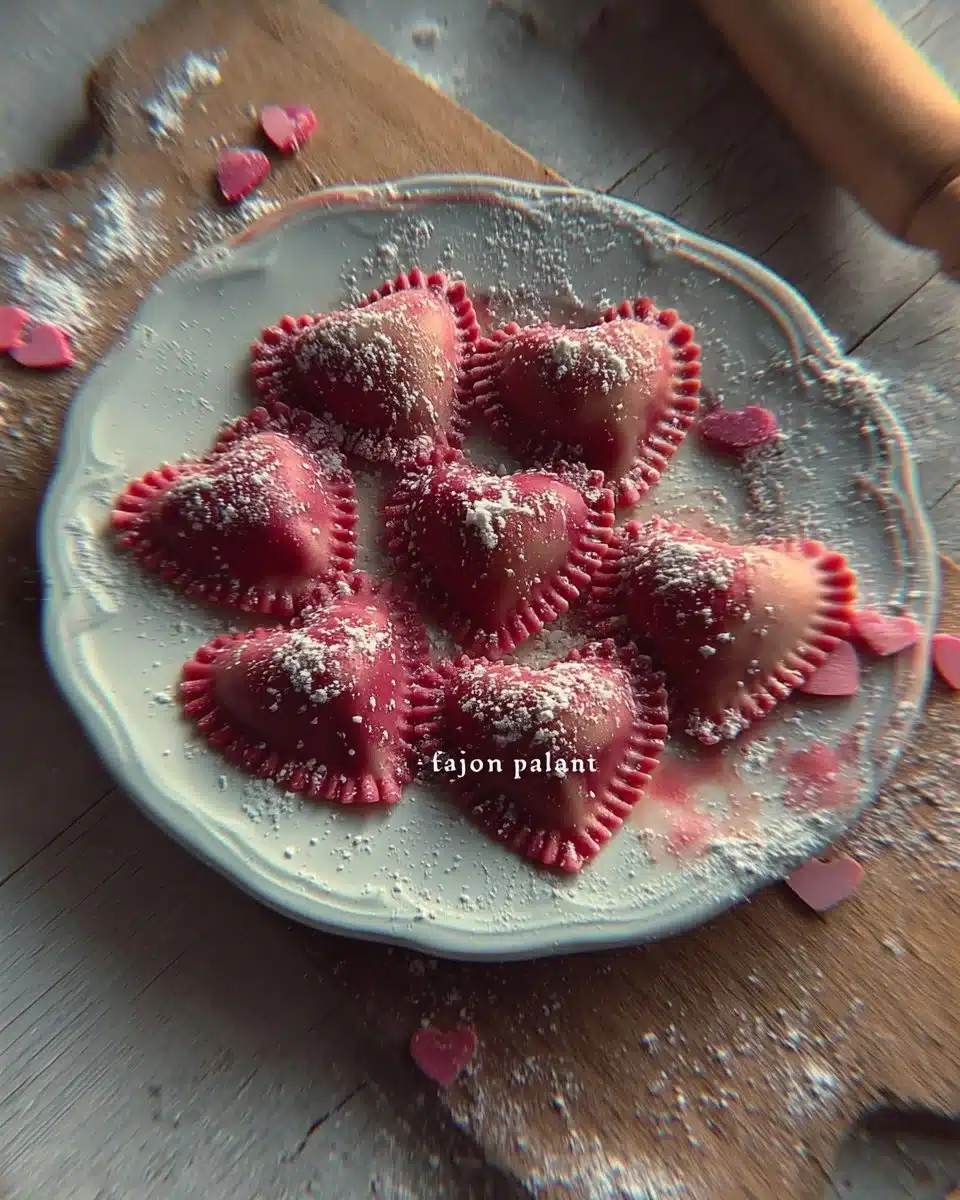 Hearts-shaped Valentine's Day Ravioli filled with love and flavor.