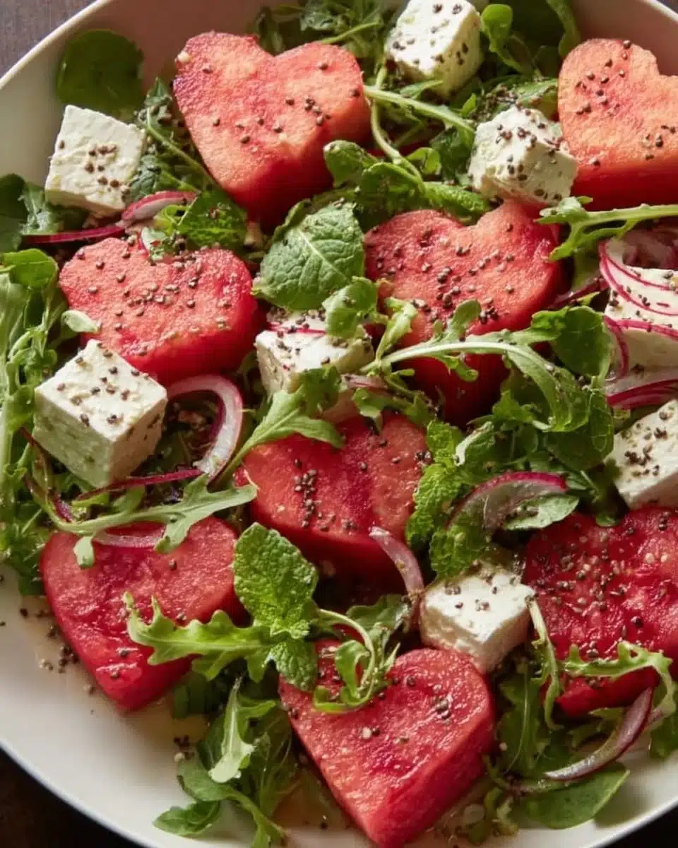WildSalt Studio | Tyler on Instagram: “💕Love is in the air with my sweet and juicy watermelon feta arugula salad I originally created this show-stopping salad … | Watermelon and feta, Healthy Valentine’s dinner, Food Network recipes