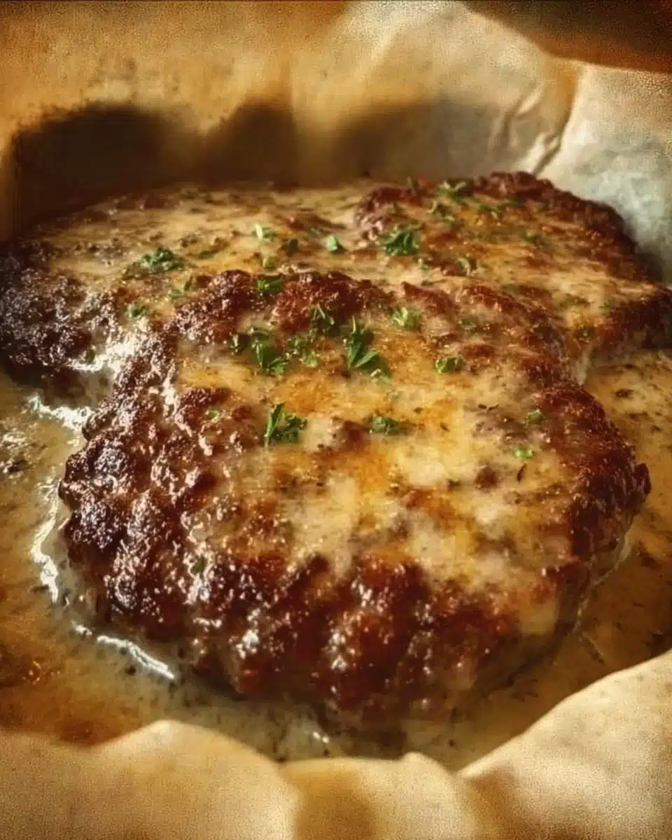 Amish Hamburger Steak Bake served with sides on a rustic table
