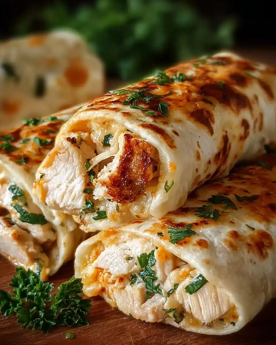 Cheesy Chicken Garlic Wraps