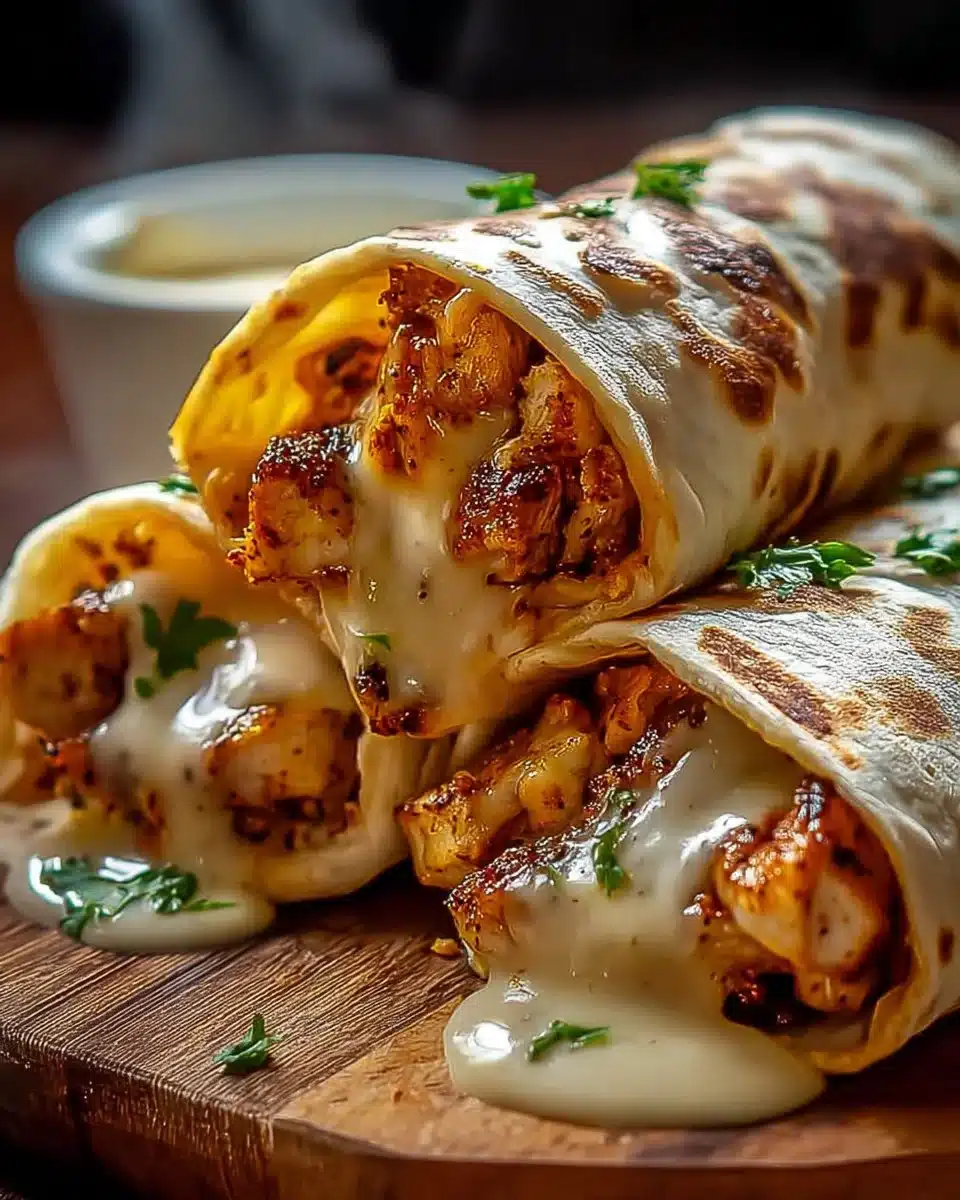 Cheesy Garlic Chicken Wraps