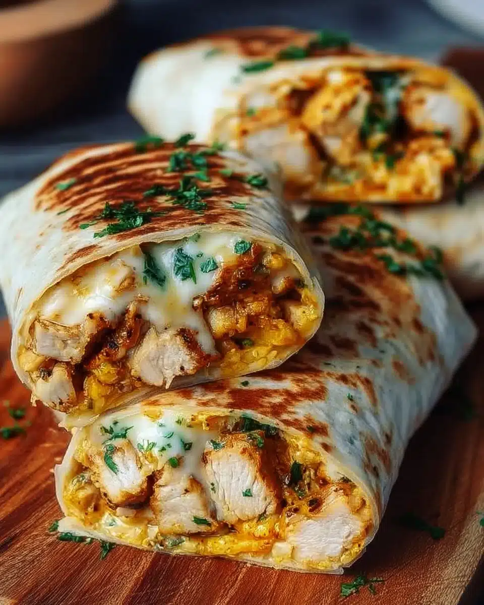 Cheesy Garlic Chicken Wraps