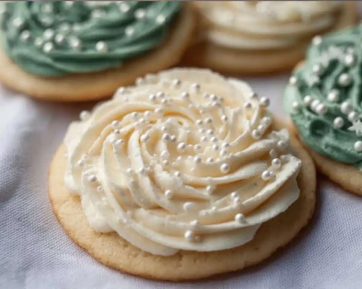 Bowl of easy buttercream frosting ready to use for decorating cakes