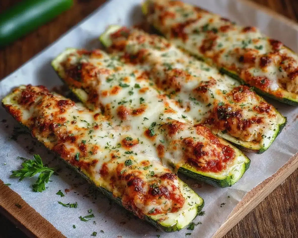 Easy Keto Chicken Parmesan Zucchini Boats