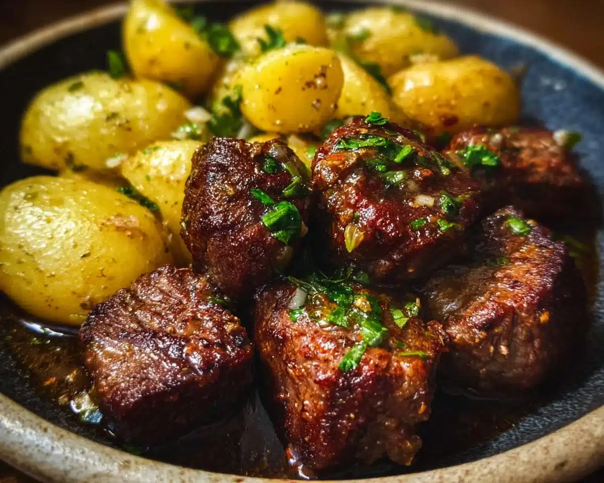 Garlic Butter Beef Bites with Potatoes