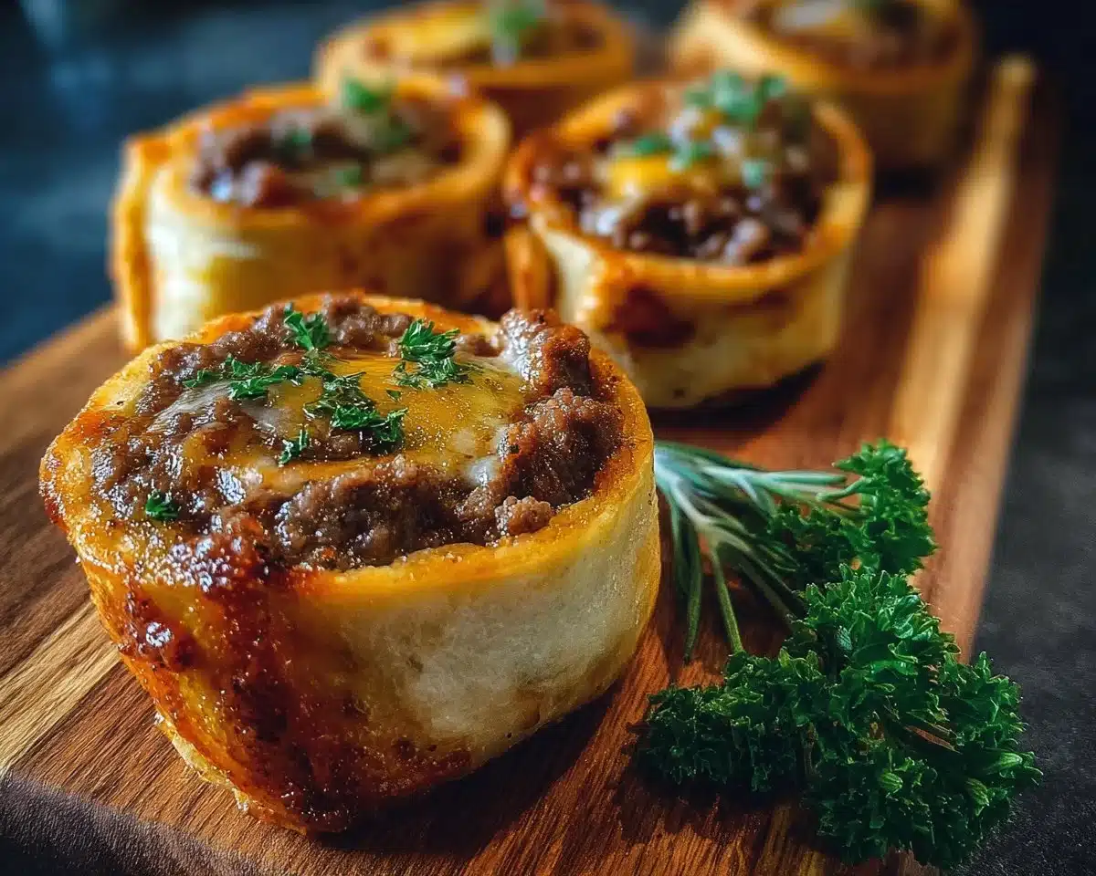 Garlic Butter Beef Cheeseburger Rollups