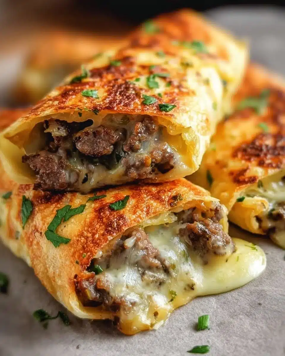 Delicious Keto Philly Cheesesteak Rolls with melted cheese and tender beef
