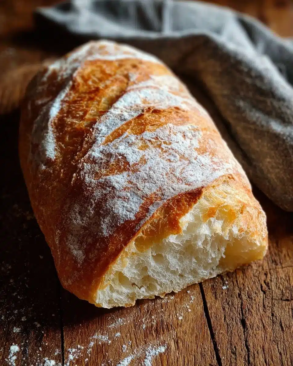 Freshly baked rustic French bread loaf with a golden crust