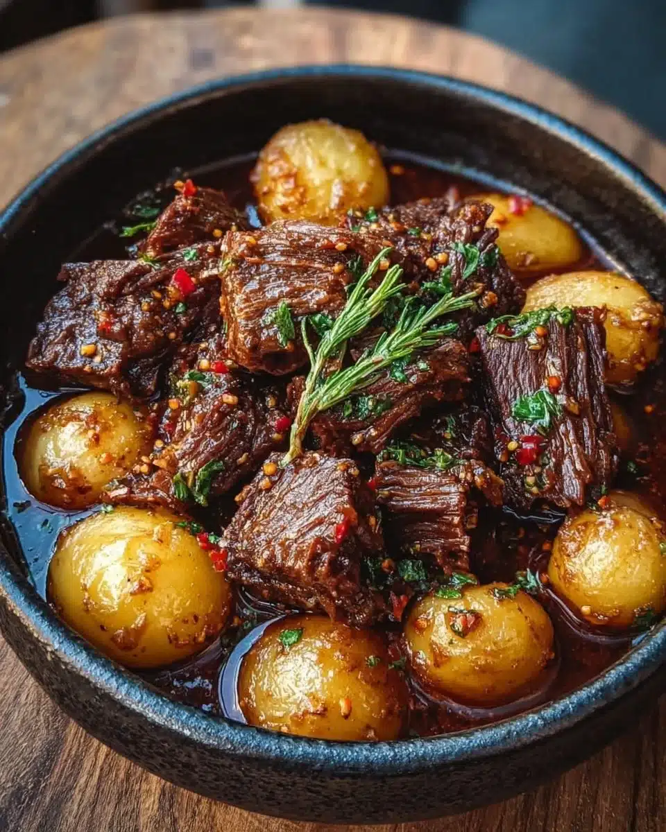 Slow Cooker Garlic Butter Beef with Potatoes