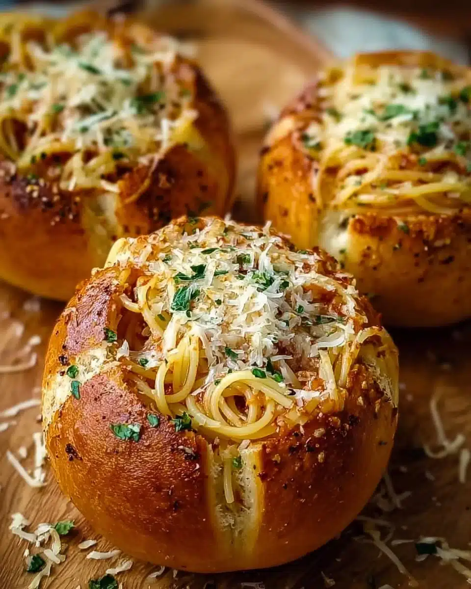 Spaghetti Garlic Bread Bowls