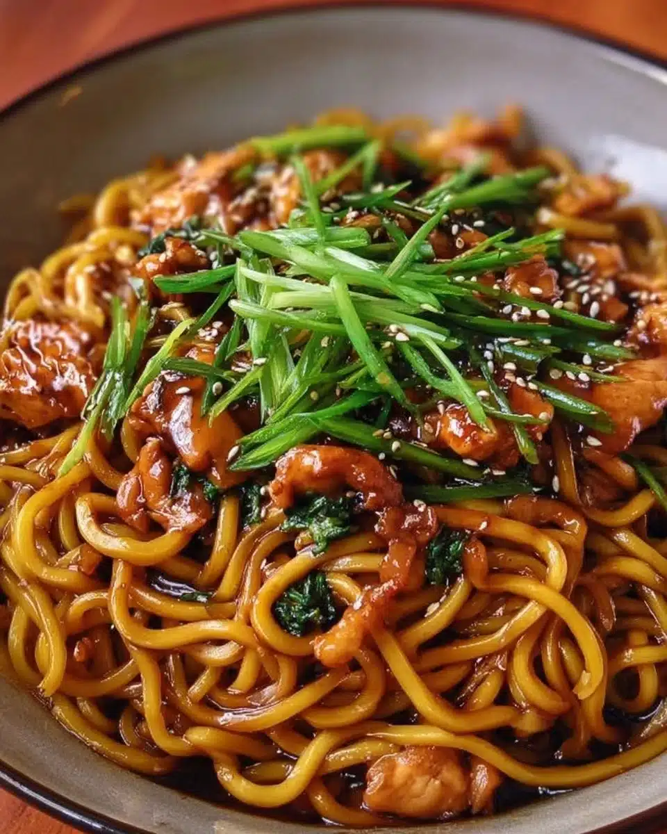 Sticky Garlic Chicken Noodles