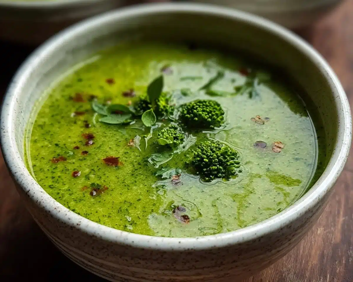 Bowl of Cleansing Green Detox Soup rich in vegetables and nutrients
