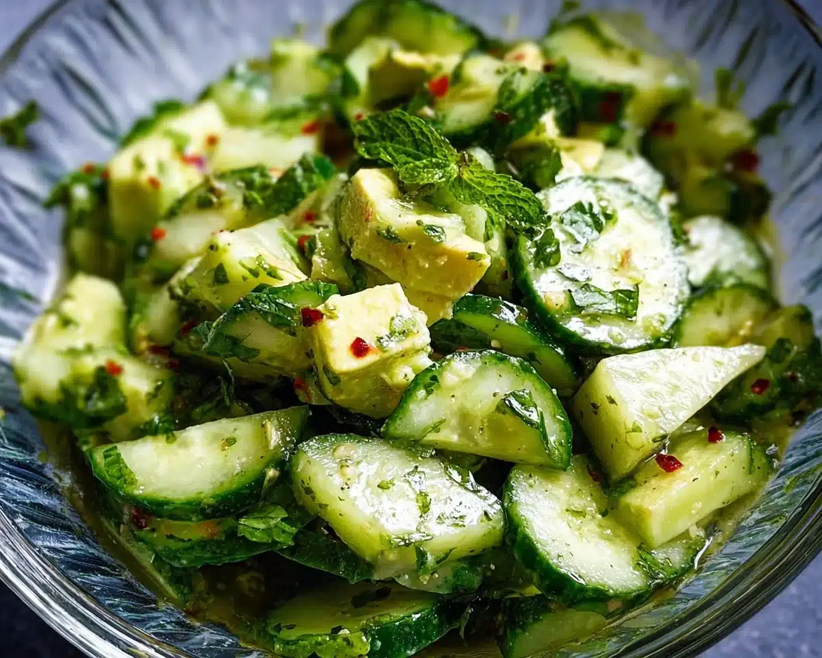 Fresh Cucumber Avocado Salad with vibrant ingredients and dressing