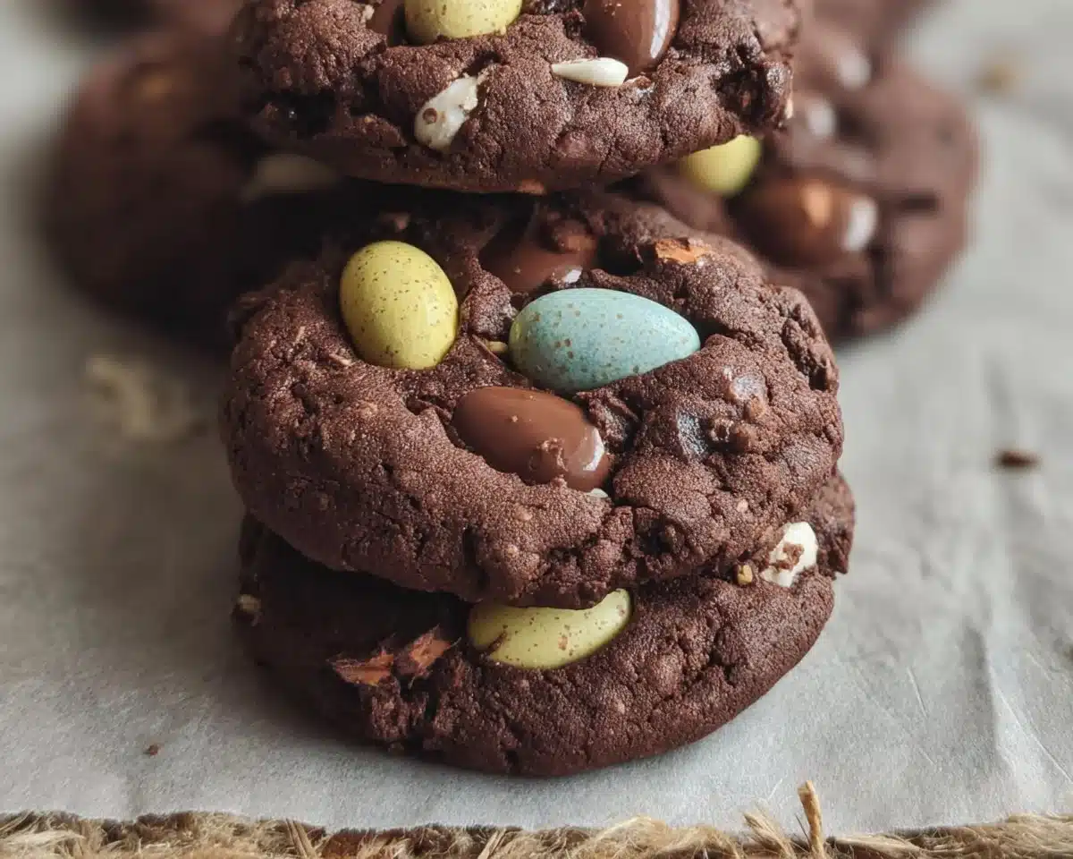 Delicious Easter chocolate cookies decorated for the festive season