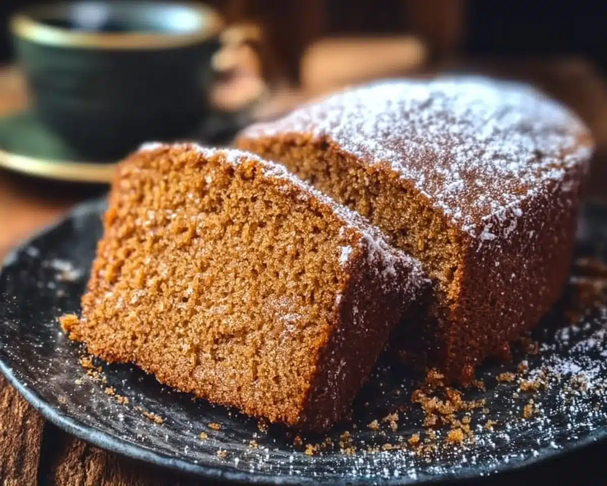 Delicious gluten-free vegan ginger cake served on a plate