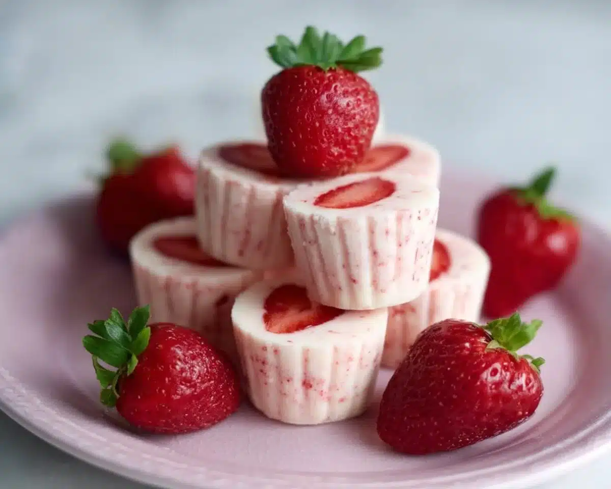 Keto strawberry cheesecake fat bombs, a low-carb treat for dessert lovers