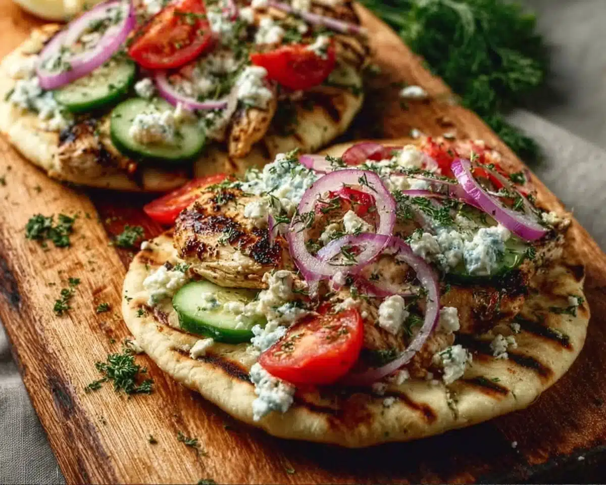 Loaded Grilled Chicken Greek Pita Flatbreads