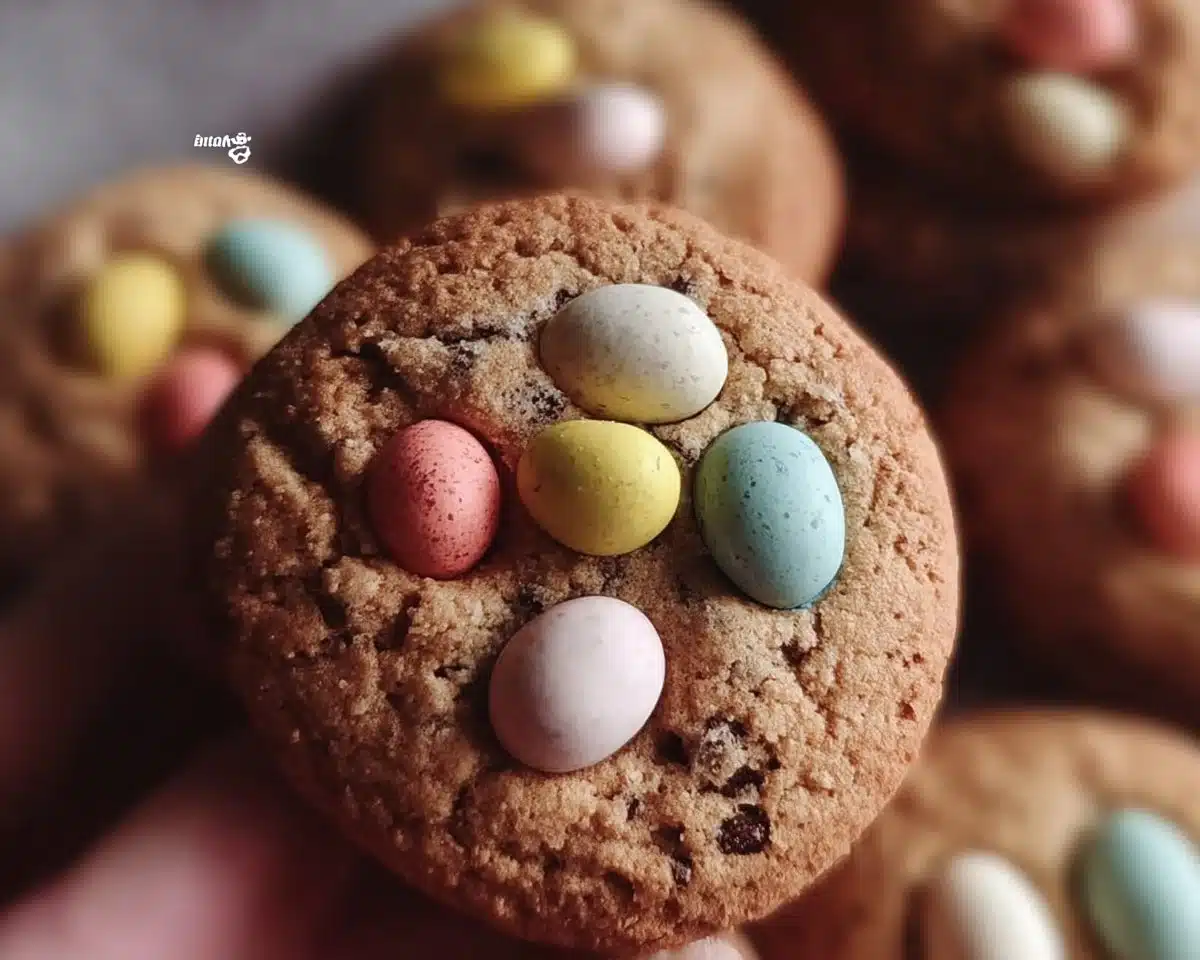 Deliciously decorated Mini Egg Cookies with colorful chocolate eggs
