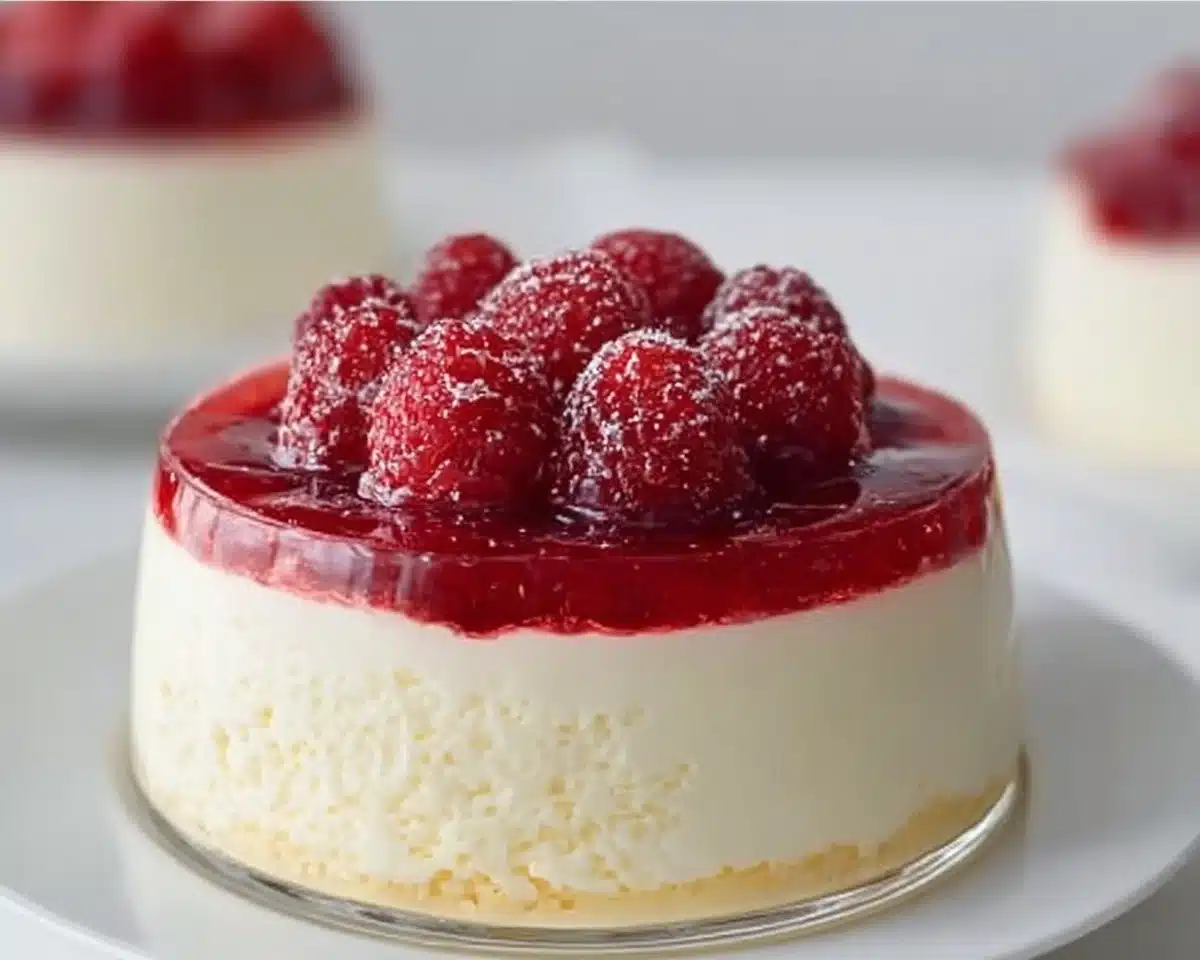 No-Bake Greek Yogurt Jello Cheesecake topped with fresh berries
