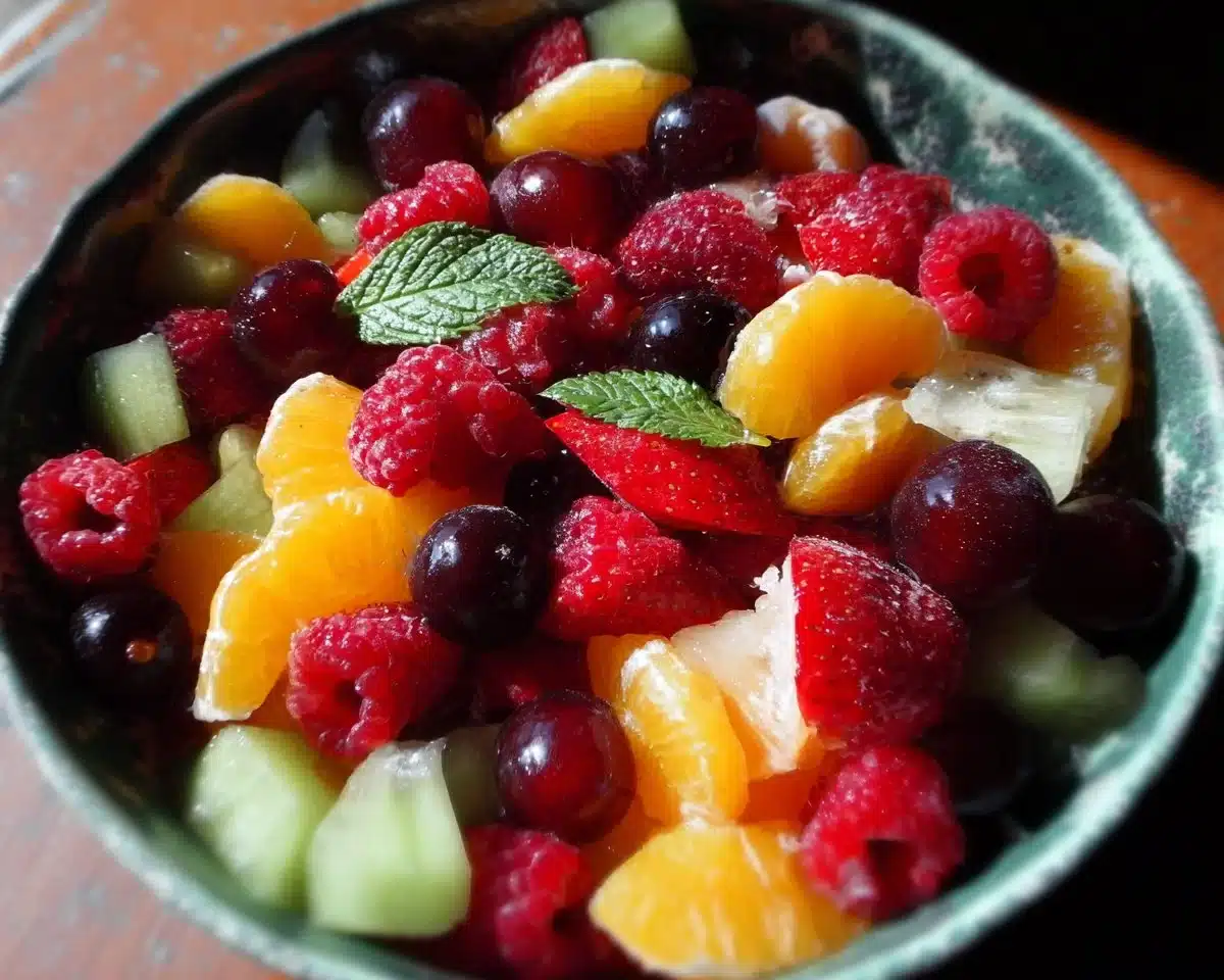 Colorful bowl of Perfect Summer Fruit Salad with fresh seasonal fruits