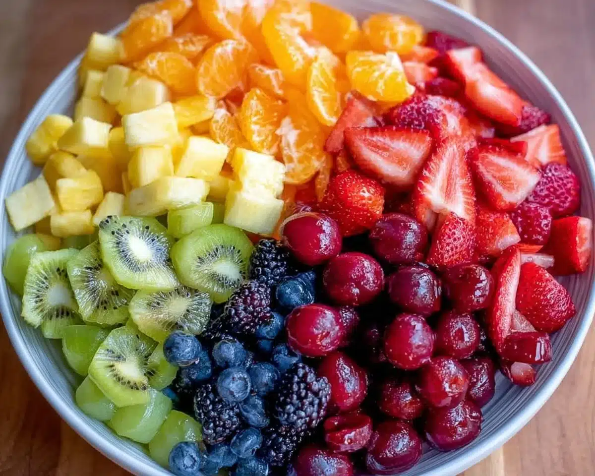 This beautiful Rainbow Fruit Salad is made with so much delicious and colorful fruit! It’s easy…