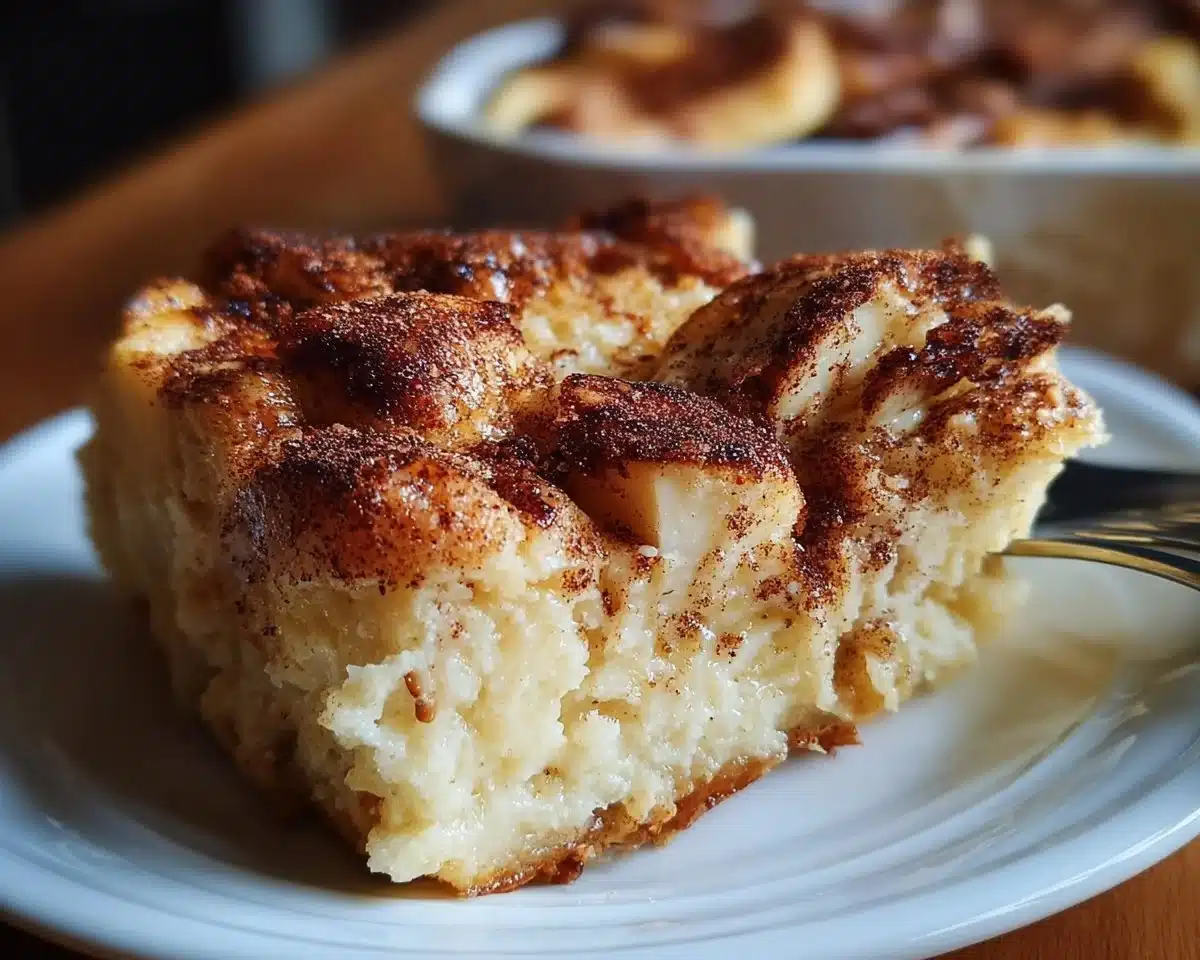 A delicious Vanilla Cinnamon Yogurt Bake served in a dish, topped with cinnamon.