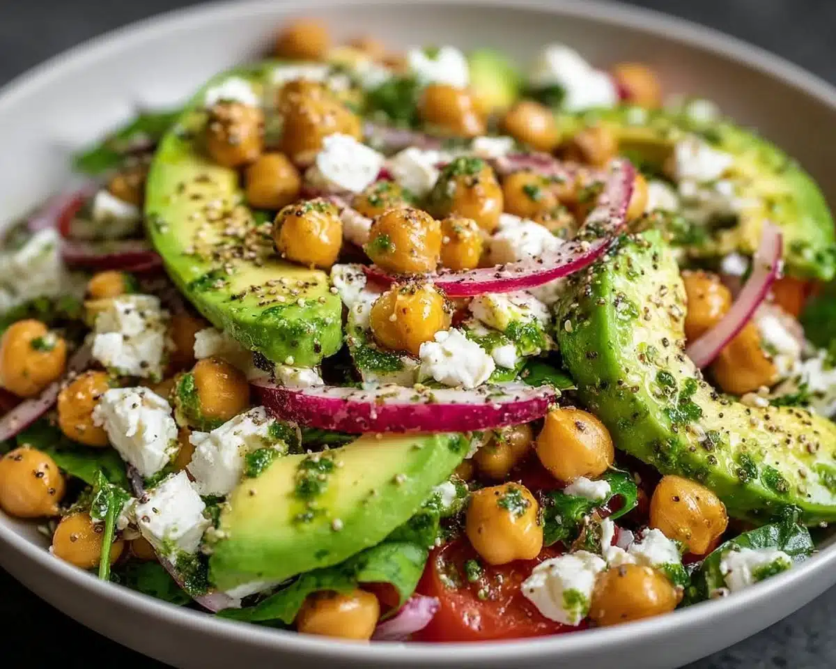 Chickpea Feta Avocado Salad