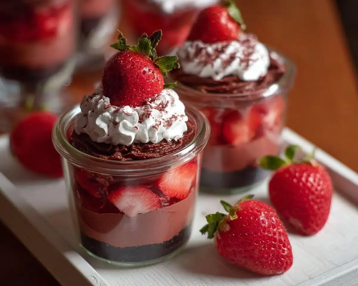 Chocolate Strawberry Mousse Cake Parfaits