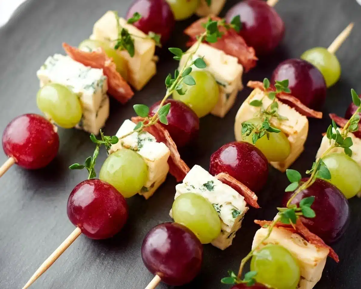 Colorful Cheese and Grape Skewers