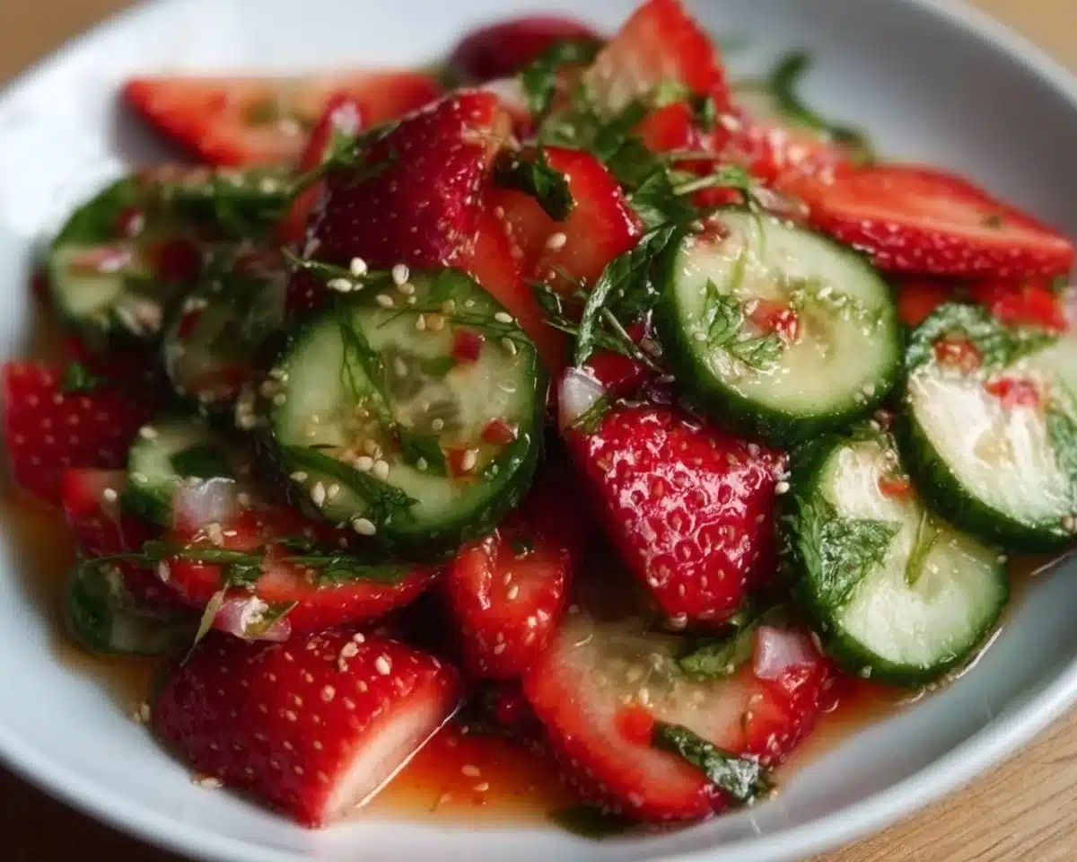 Fresh Cucumber Strawberry Salad with vibrant fruits and greens