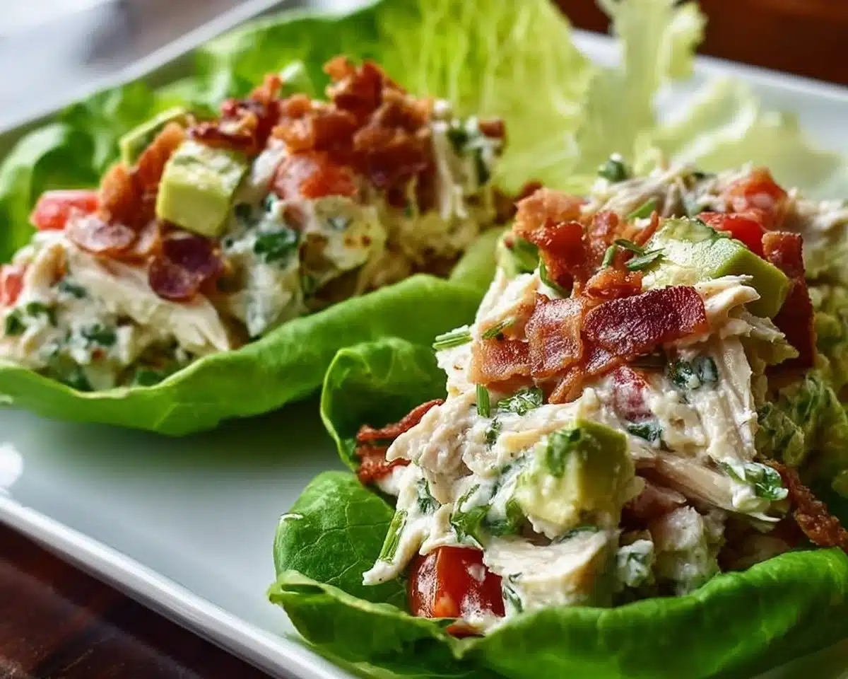 Easy Lunch BLT Chicken Salad Lettuce Wraps