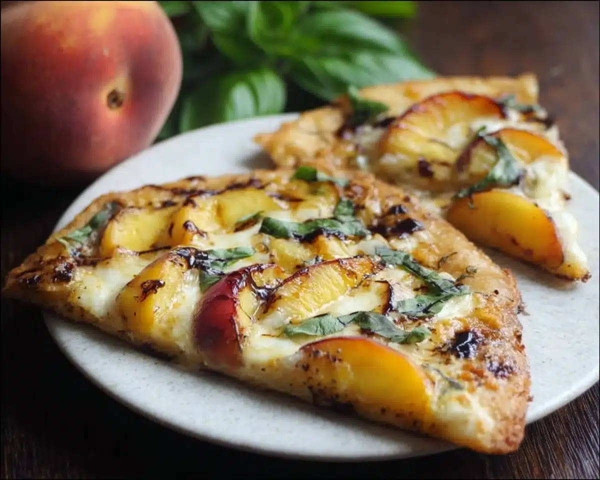 Easy Peach & Basil Naan Bread Pizza