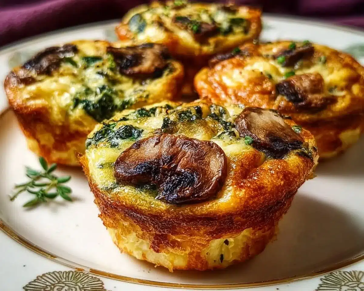 Easy Spinach and Mushroom Quiche Muffins