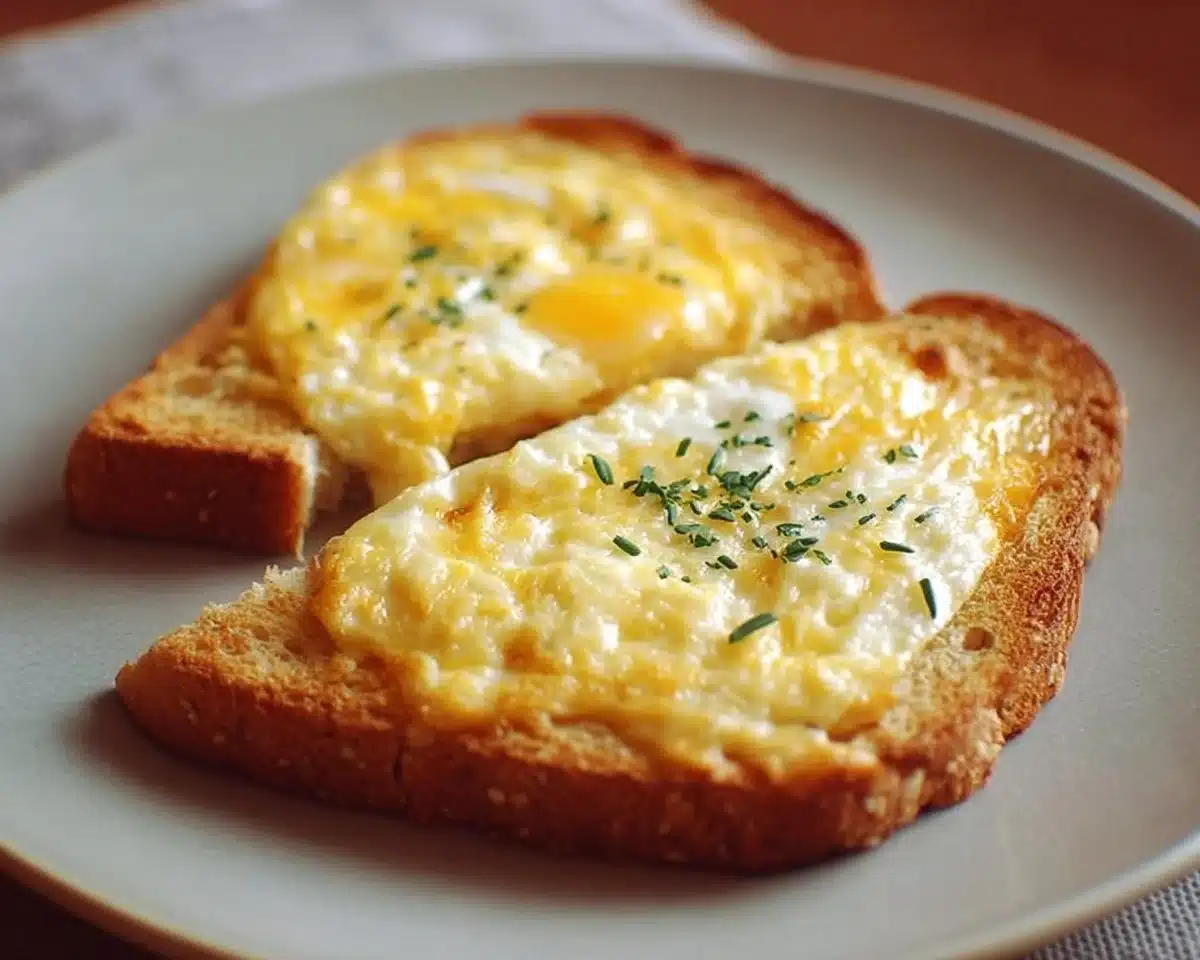 Delicious Egg and Cheese Toasts served on a plate for breakfast