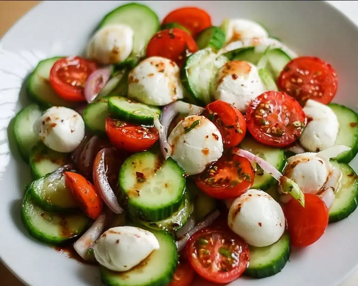 Juicy Cucumber Caprese Salad