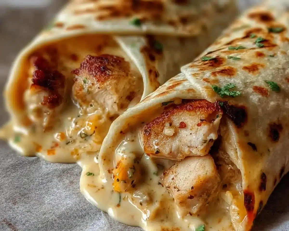 Keto Cheesy Garlic Chicken Wraps
