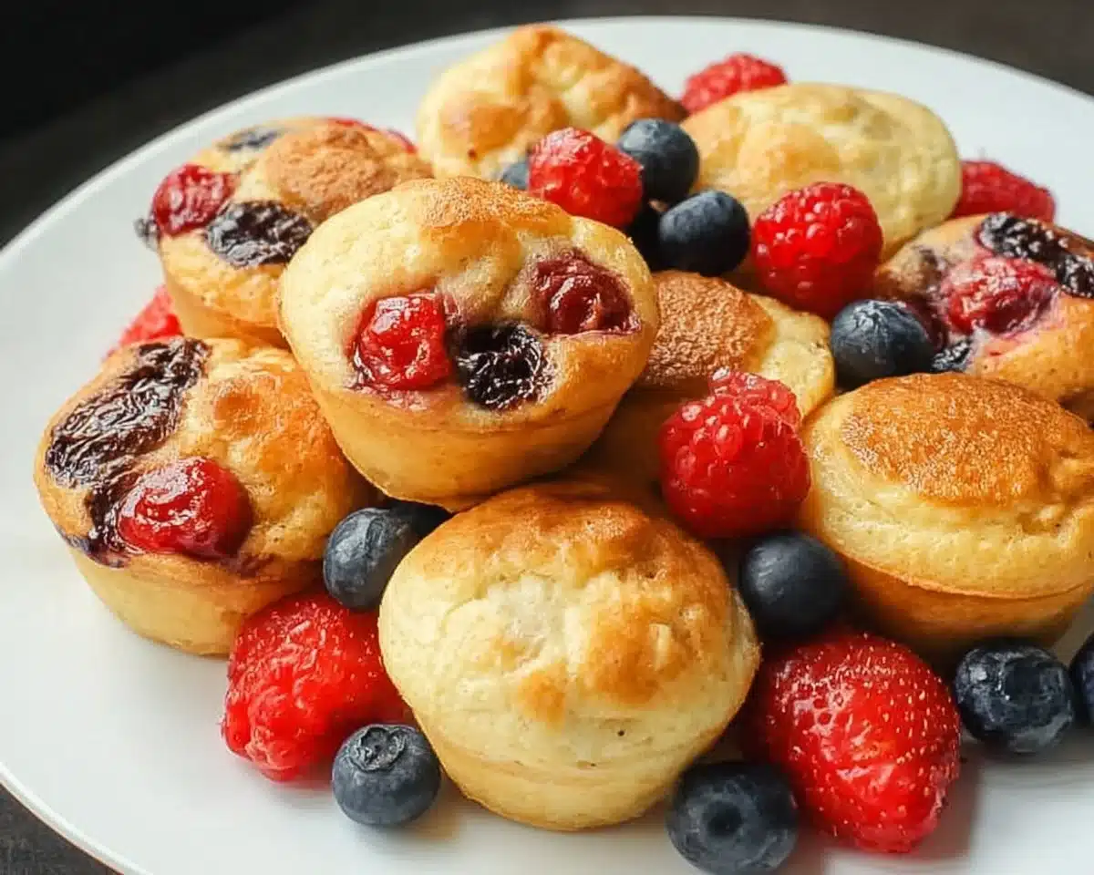 Delicious mini pancake muffins in a muffin tray, perfect for breakfast.