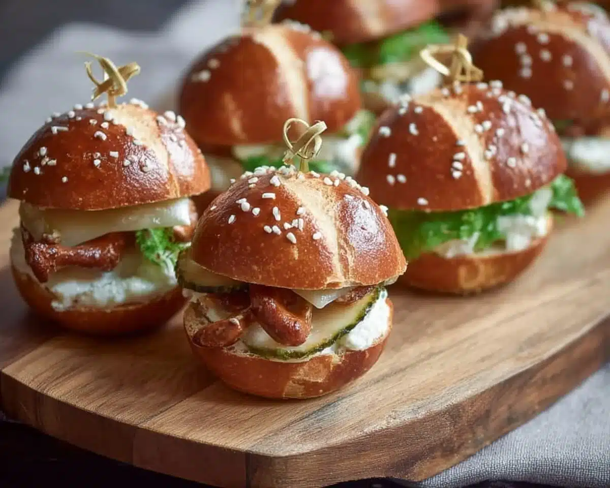 Mini Pretzel Burgers with Leberkäse