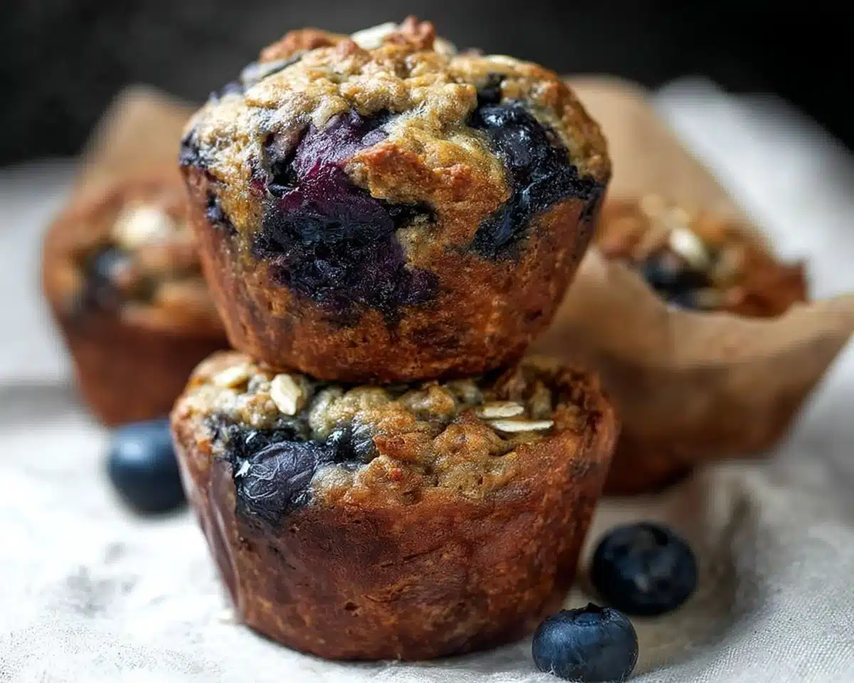 One Bowl Blueberry Banana Oatmeal Muffins
