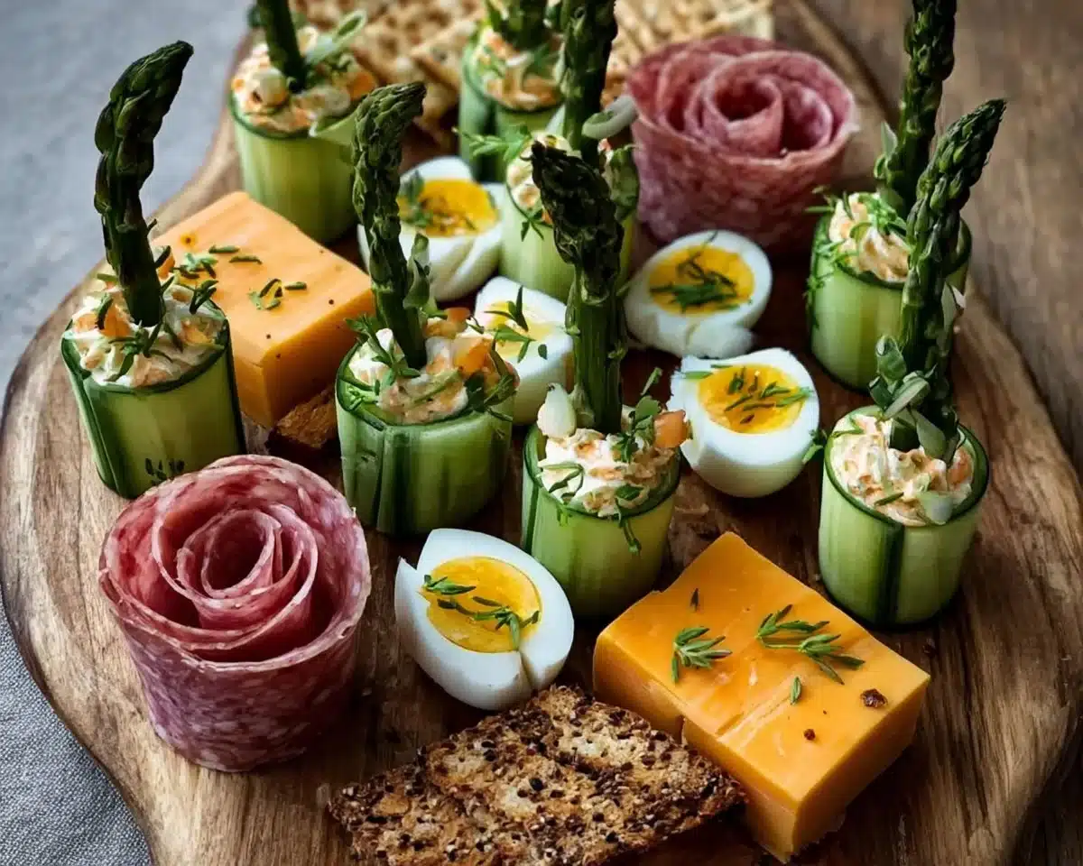 Colorful Easter charcuterie board with seasonal appetizers for holiday celebrations.