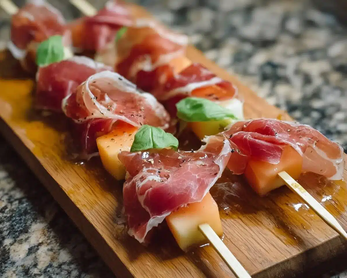 Prosciutto and Melon Skewers
