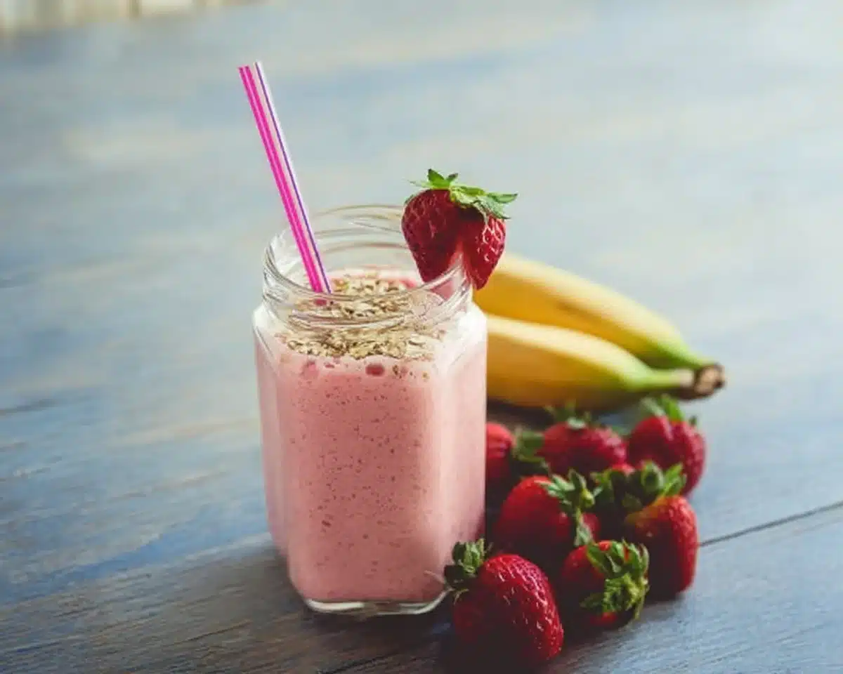 Delicious tropical smoothie made with fresh fruits and vibrant colors